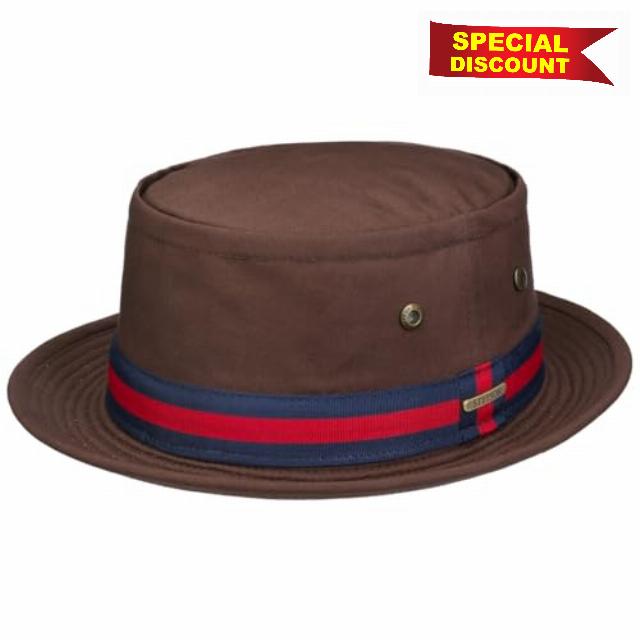 Stetson Classic Band Pork Pie Hat Cotton UV Protection Men Summer Outdoor Ribbo
