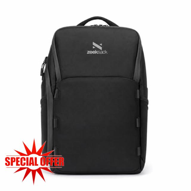 Zeeksack The Underseat Backpack Black 15L - Water-Resistant Carry On Travel Bag with Laptop Compartment