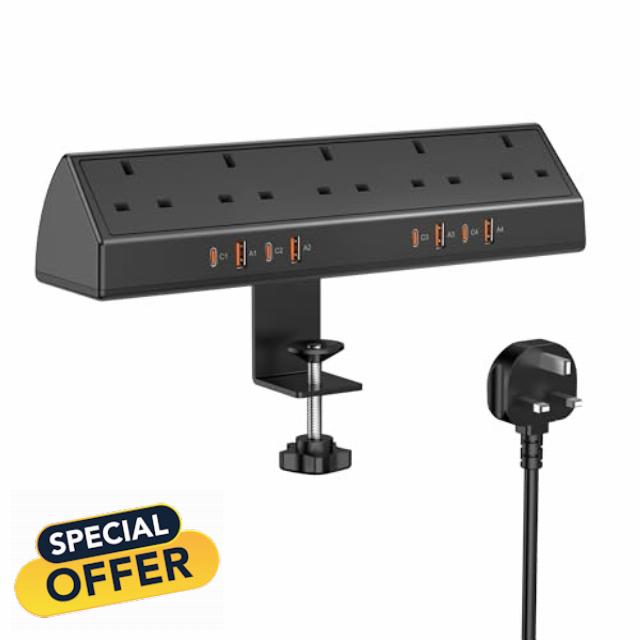 Desk Clamp Power Socket USB C Slots
