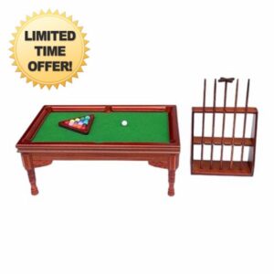 1:12 Miniature Wooden Billiard Table Set Dollhouses Minis Pool Table Cue Stick Model Dollhouses Decorations Accessories Decoration Accessories