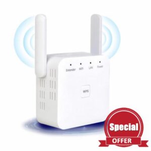 Upgraded WiFi Extender Booster- Long Range WiFi Booster for 6500 Sq.ft Homes | WiFi Extender with 2 Antennas + 55 Devices & Ethernet Port