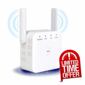 Upgraded WiFi Extender Booster- Long Range WiFi Booster for 6500 Sq.ft Homes | WiFi Extender with 2 Antennas + 55 Devices & Ethernet Port
