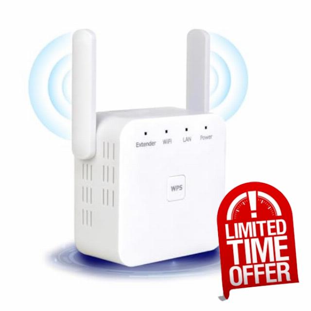 Upgraded WiFi Extender Booster- Long Range WiFi Booster for 6500 Sq.ft Homes | WiFi Extender with 2 Antennas + 55 Devices & Ethernet Port