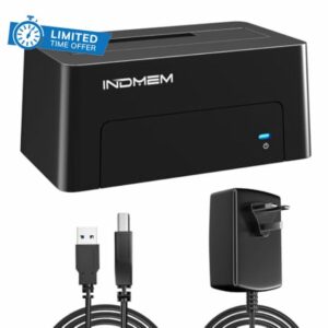 SAS to USB 3.0 Adapter SAS/SATA Docking Station for 2.5/3.5" SSD HDD with 12V/2A Power Adapter（Up to 18TB Capacity）