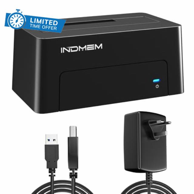 SAS to USB 3.0 Adapter SAS/SATA Docking Station for 2.5/3.5" SSD HDD with 12V/2A Power Adapter（Up to 18TB Capacity）