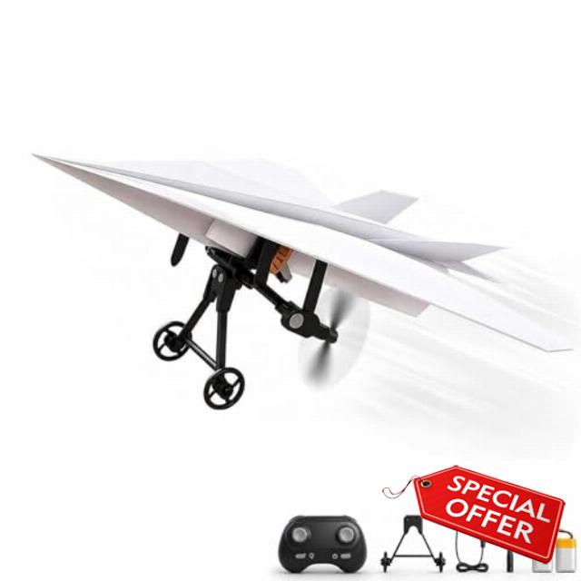 Power-Up Rc Paper Airplane Kit with Gyro Stabilizer – DIY Electric Remote Control Plane with Dual Propellers