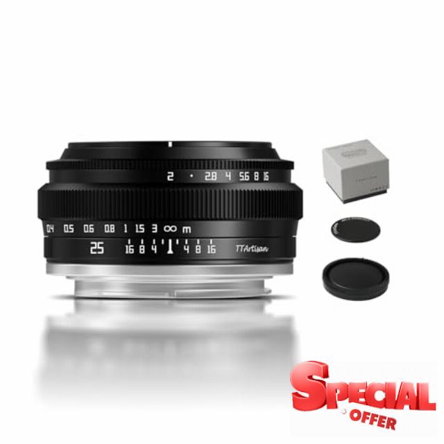TTARTISAN 25mm f2 MFT Mount APS-C Manual Focus Mirrorless Camera Lens Compatible with M43 Mou