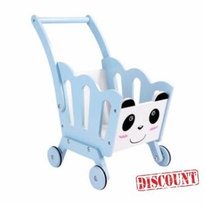 Kids Shopping Cart Trolley Role Play Pretend Food Accessories Wooden Cart Supermarket Trolley for