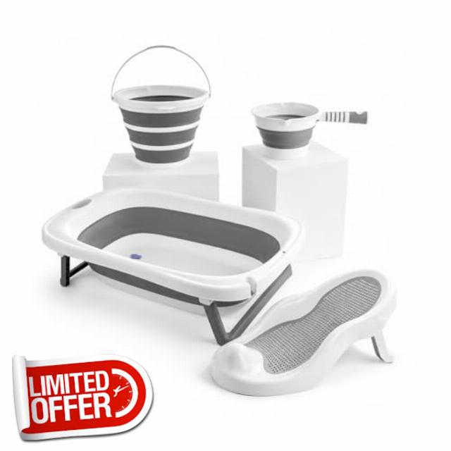 simpa 4PC Baby Bath Set: Including Foldable Baby Bath Tub