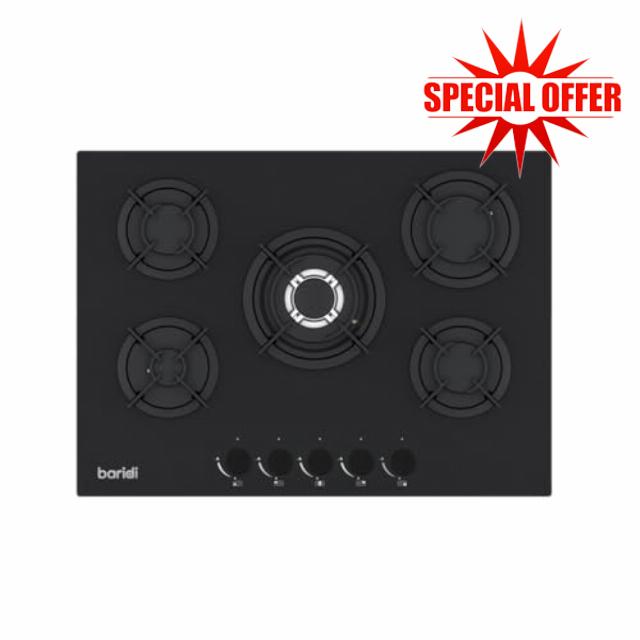 Baridi 70cm Built-In Matt Black Gas Hob