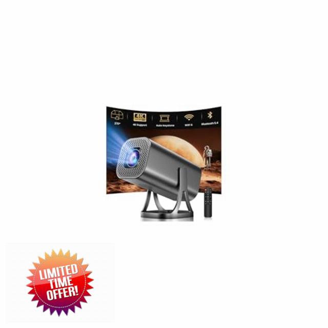 Mini Projector HD 1080P 4K Supported Smart Projectors Auto Keystone & Focus 22000 Lumen 260 ANSI Bightness WIFI 6 and Bluetooth Home Theatre 200" w 270°Rotatable Stand for Game/Bedroom/Outdoor/Phone