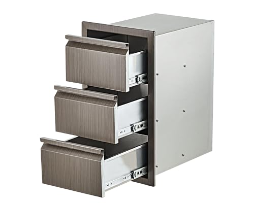 Stainless Steel Weatherproof Flush Mount Drawer Unit for Kitchen Island and Patio Grill