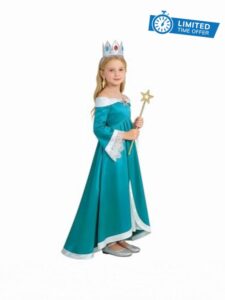 Kids Girls Princess Rosalina Costume Fancy Dress with Crown Wand and Ear Clip Outfits