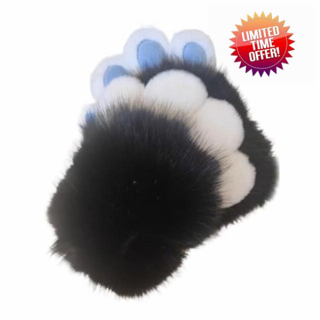 Therians Claw Gloves with Plush Paws – Furry Animal Mittens for Halloween Cosplay