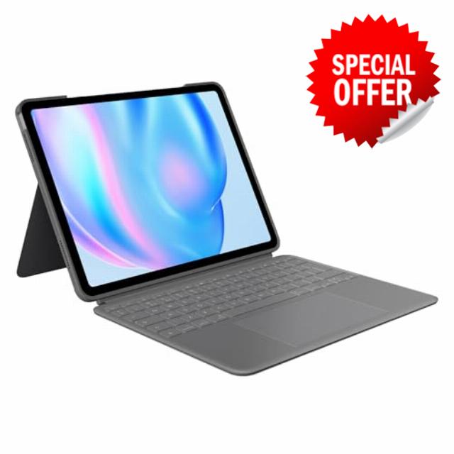 Logitech Combo Touch iPad Air 13-inch (M2 & M3)(2024 & 2025) Keyboard Case - Detachable backlit keyboard with kickstand QWERTY UK English Layout - Grey (Renewed)
