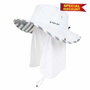 TOP-EX UVCoolix™ Cooling Sun Hat with Detachable Neck Flap - Unisex UPF 50 Wide Brim Bucket Hat for Hiking