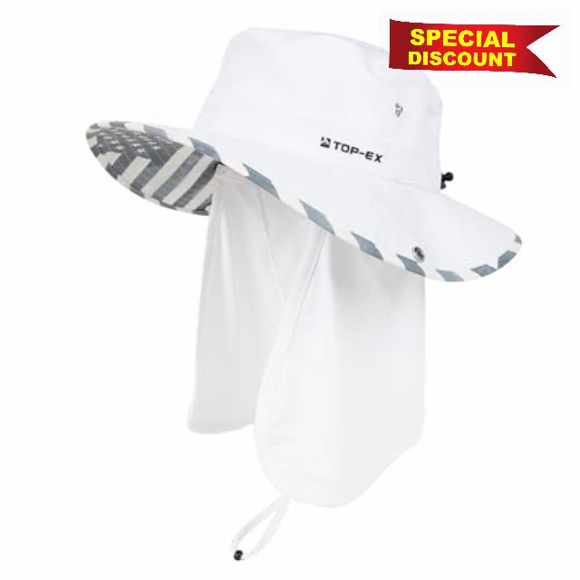 TOP-EX UVCoolix™ Cooling Sun Hat with Detachable Neck Flap - Unisex UPF 50 Wide Brim Bucket Hat for Hiking