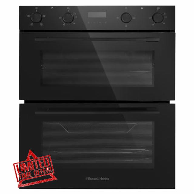 Russell Hobbs Built-Under Electric Double Oven 92L Total Capacity in Black