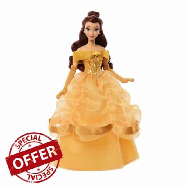 ​Mattel Disney Princess Belle Sparkling Princess Fashion Doll & Accessories w/Removable Dress