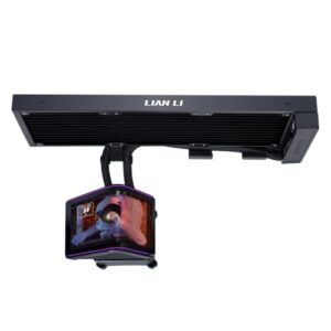 Lian Li HydroShift II OLED Curved 360 Fanless Black | 360 mm AIO Liquid Cooler without Fans – Curved OLED Display and Full Custom Cooling Freedom