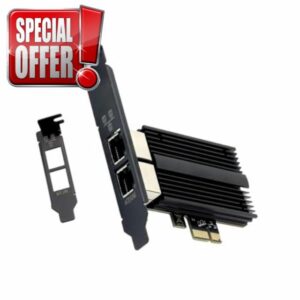 2500Mbps Pcie to RJ45 I226-V Network Card 2.5G Gigabit Ethernet Dual Ports 100/1000/2500Mbps Network Card for Desktop PCB+Metal