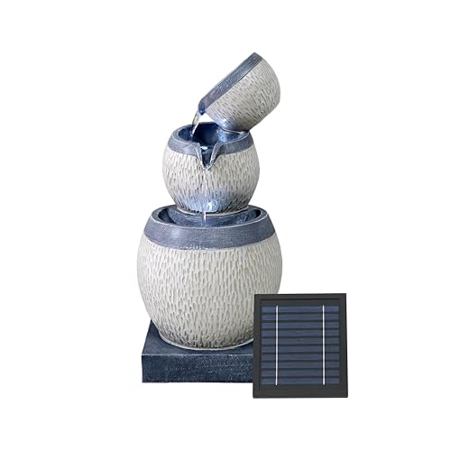 3-Tier Cascading Bowl with Battery Backup – Solar Powered Garden Fountain