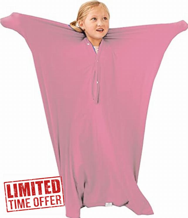 Sensory Sleep Pod The Original Cooling Machine Washable Wearable Blanket + Weighted Blanket Alternative for Men Women and Teens(Pink