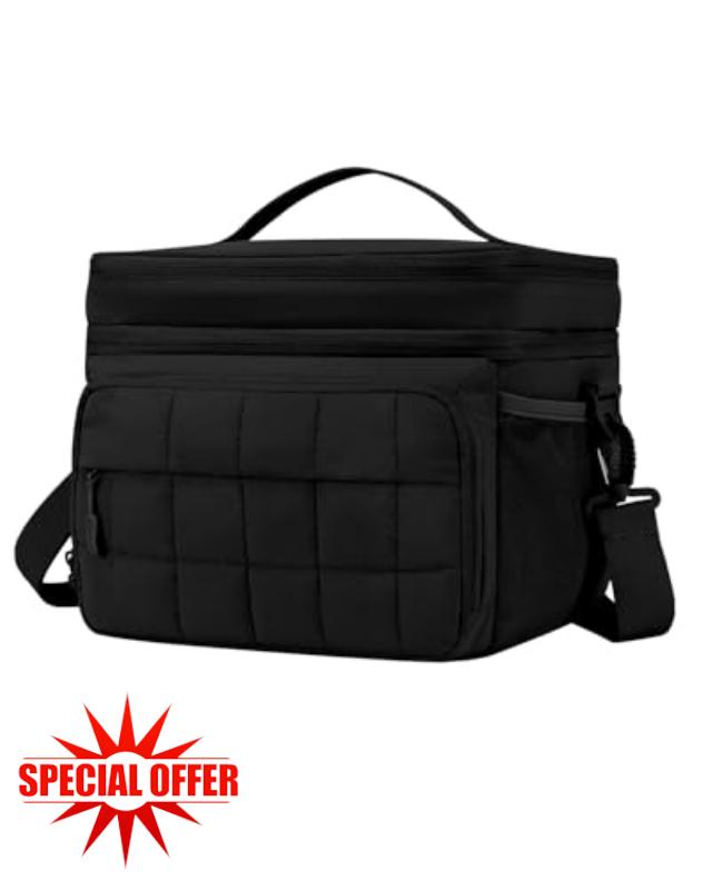 Puffer Cooler Bag 32 Cans Insulated Soft Sided Cooler Double Deck Collapsible Lunch Box for Picnic