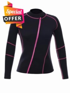 JanJean 3mm Women Neoprene Wetsuits Jacket Long Sleeve Vest Top Front Zipper Diving Sui