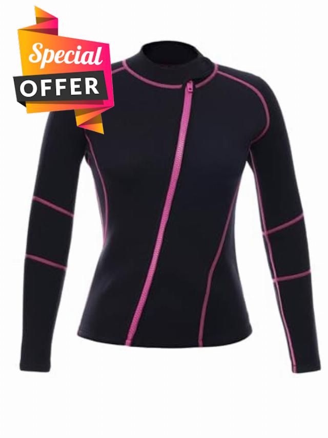 JanJean 3mm Women Neoprene Wetsuits Jacket Long Sleeve Vest Top Front Zipper Diving Sui