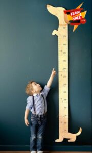 Madpac Dachshund Dog Wooden Height Chart for kids | Cute Nursery Decor | Animal theme Nursery | First Birthday Gift | Sausage Dog | kids room decor | Woodland Animal Nursery Decor | Child Growth Chart | Cute Dachshund Nursery Deco