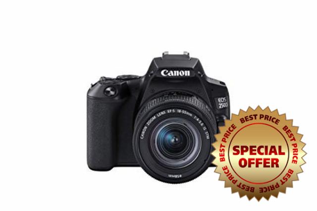 Canon EOS 250D + Canon EF-s 18-55mm f/4-5.6 IS STM Lens - Black (Renewed)