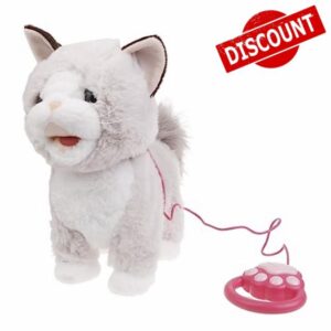 Walking Plush Toy Toddler Crawling Learning with Music Leash Control Kitten Electronic Gift Boy Girl Favor Electric Plush Pet Dog