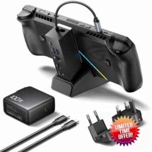 JSAUX Docking Station & 100W Charger for ROG Xbox Ally X (2025)/ROG Ally X/Steam Deck/Legion Go