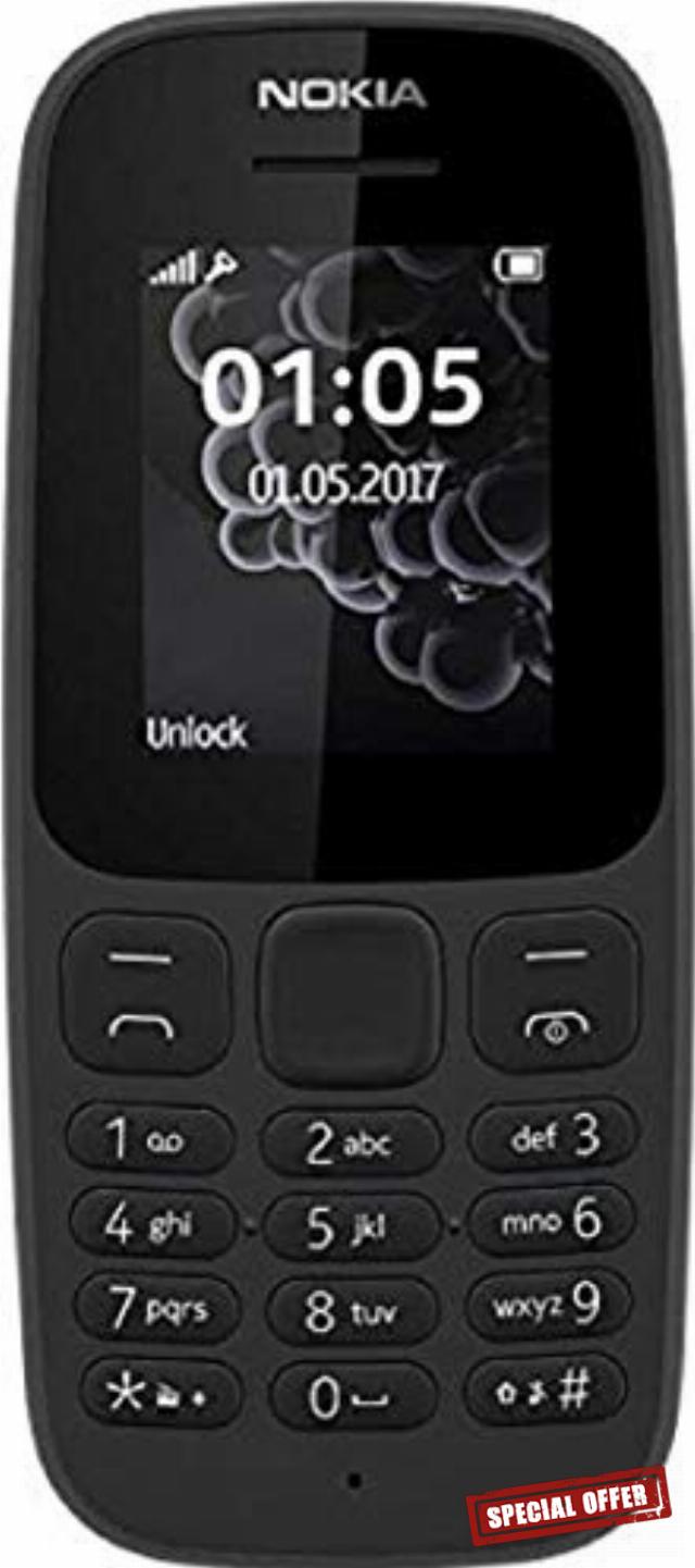 Nokia 105 UK Sim-Free Mobile Phone - Black (Renewed)