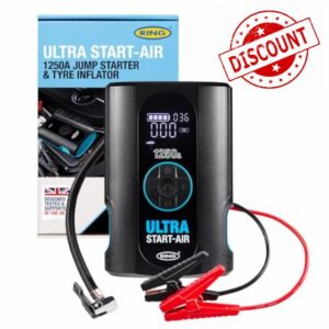 RING ULTRA START-AIR 4-in-1 Car Battery Jump Starter and Tyre Inflator - Starts Up to 6 Litre Petrol and 2.8 Litre Diesel Engines - Battery Booster & Cordless Tyre Inflator