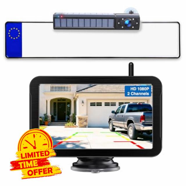 PARKVISION Wireless Reversing Camera Kit with Solar Power & 5" HD Monitor - 5000mAh Battery