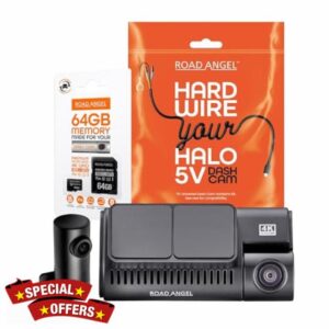 Road Angel Halo Edge Dual 4K UHD Car Camera Dash Cam Front and Rear - Dashcam Front and Rear Camera - Dashcams for Cars - Car on-dash mounted Cameras