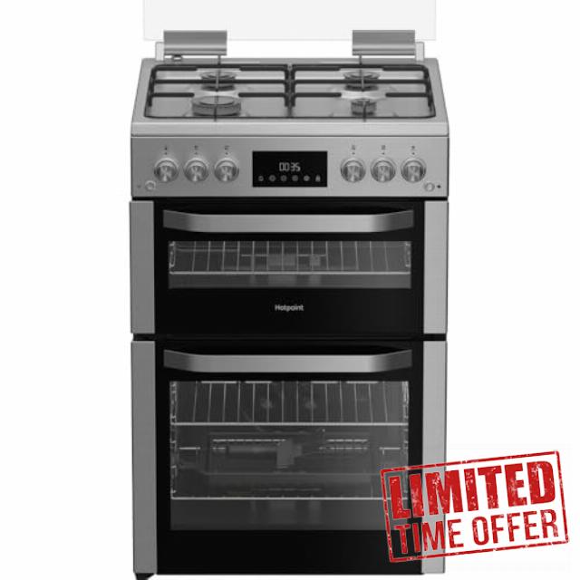 Hotpoint HDG6GDCX 60cm wide Double Oven Gas Cooker - Stainless Steel           [Energy Class A+]