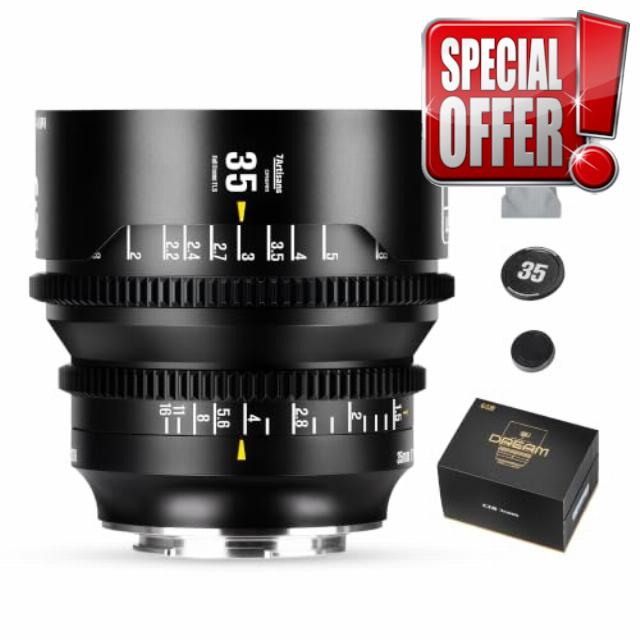 7artisans 35mm T1.5 Dream Series Manual Focus Full-Frame Large Aperture Prime Cine Lens Compatible for Canon EOS R