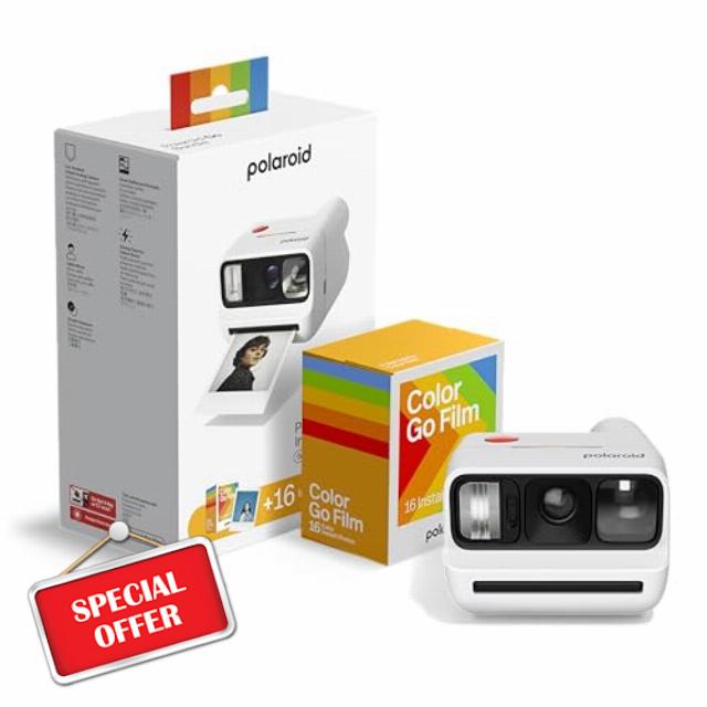 Polaroid - Bundle Instant Camera Go Gen 3 White + Go Color Film (16 Photos)