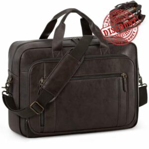 RAINSMORE Laptop Bag for Men - 16 Inch Waterproof PU Leather Laptop Satchel Briefcase for Work