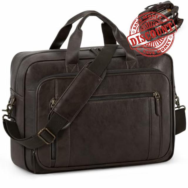 RAINSMORE Laptop Bag for Men - 16 Inch Waterproof PU Leather Laptop Satchel Briefcase for Work