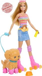 Barbie Pets Skate and Run Pup Blonde Doll with Skating Puppy