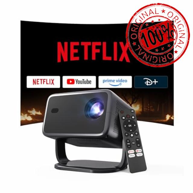 [Officially-Licensed APP & Native 1080P] Smart Projector with 4K Support