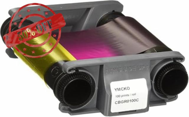 New CBGR0100C YMCKO Ribbon Tape for Badgy 100 Badgy 200 Printers 100 Images Compatible