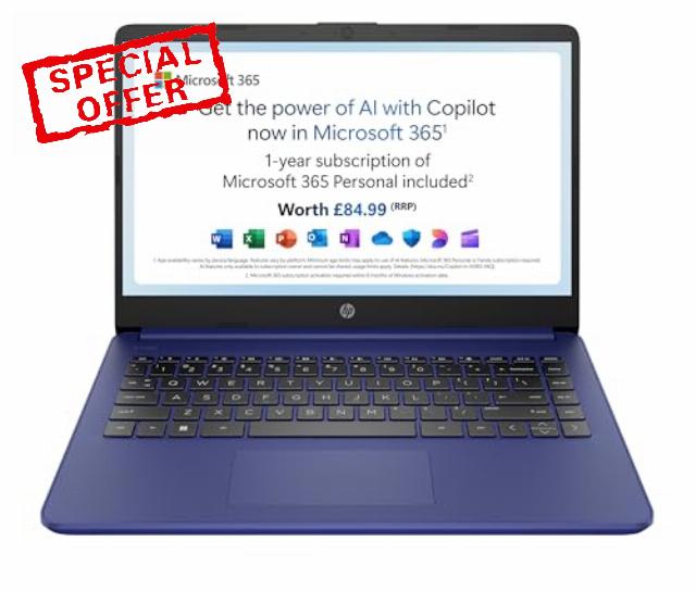 HP 14-inch Laptop | Intel N150 | 4 GB RAM | 128 GB UFS Storage | Intel UHD Graphics | Windows 11| Indigo Blue | 14-dq6001na