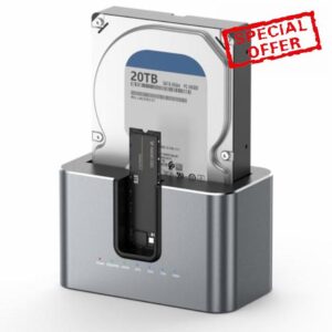 2-Bay Hard Drive Enclosure for 2.5" & 3.5" SATA HDD/SSD and M.2 NVMe SSD
