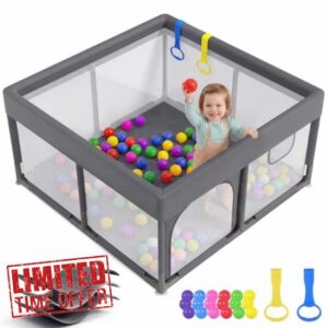 Dripex Baby Playpen with Built-in Soft Mat