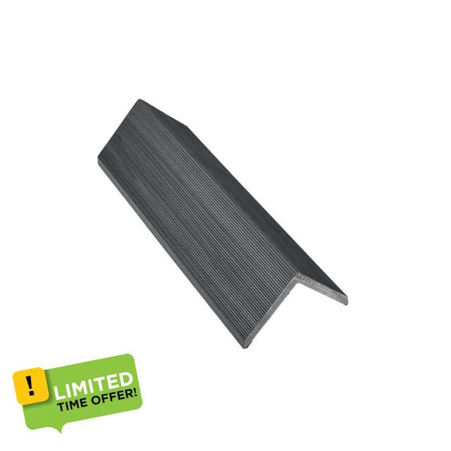 Tuda Grass Direct Composite Decking L/Angle Trim 3.6m – Colour Matched Premium Co-Extrusion Edging - Grey Ash